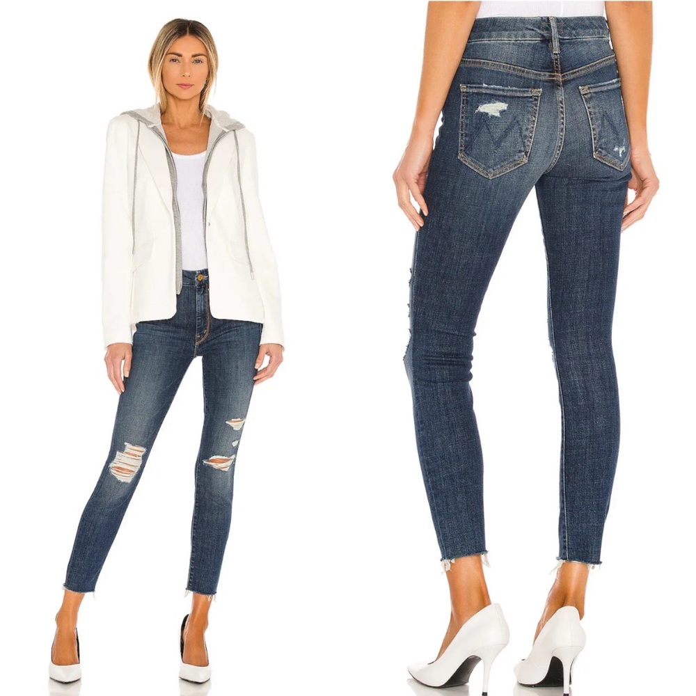 MOTHER High Waisted Looker Ankle Fray in Wicked Wildflower